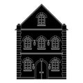 Old european house. Flat black drawing