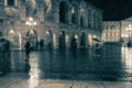 Old European night city blur background