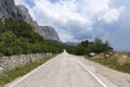 An old European road in the mountains along the rocks. Coast of the Black Sea Royalty Free Stock Photo