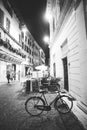 Old European street with architecture in italy in the evening on the shores of Lake Lago di garda