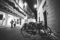 Old European street with architecture in italy in the evening on the shores of Lake Lago di garda