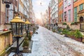 Old European Street Mariacka in Gdansk, Poland, morning view, no people Royalty Free Stock Photo