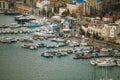 Old European town harbor or port with boats and yachts. Luxury vacation and sea travel concept Royalty Free Stock Photo