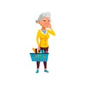 old european woman choosing food in supermarket cartoon vector Royalty Free Stock Photo