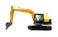 Old excavator or backhoe at parking and open door. Royalty Free Stock Photo