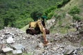 An old excavator left to rot on bequia Royalty Free Stock Photo