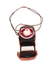Old exposure meter in leather case. Royalty Free Stock Photo