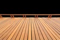 Old exterior wooden decking or flooring isolated on black. Saved