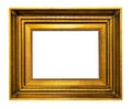 Old extra wide golden wooden picture frame cutout Royalty Free Stock Photo