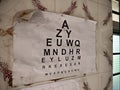 Old Eye exam chart - virtual contact lens exam. Eye sight test chart chart Royalty Free Stock Photo