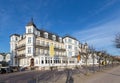 old facade of Ahlbecker Hof in Ahlbeck, Germany. Dating back to 1890, the Seetel Romantik Seehotel Ahlbecker Hof boasts a Royalty Free Stock Photo