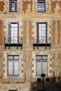 Old facade Building Windows with Balcony Art painting Historical Architecture detail Barcelona Spain Royalty Free Stock Photo