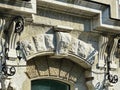 Old facade of the building wrought iron lantern over the entrance.The building of Baron Fredericks near the Livadia Palace.