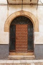 Old facade and entrance of majestic house in Alcaraz, Albacete province, Spain