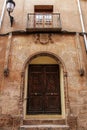 Old facade and entrance of majestic house in Alcaraz, Albacete province, Spain Royalty Free Stock Photo