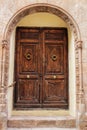 Old facade and entrance of majestic house in Alcaraz, Albacete province, Spain Royalty Free Stock Photo