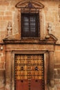 Old facade and entrance of majestic house in villanueva de los Infantes, Spain