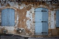 Old facade and entrance to a house menerbe ,provence ,south of France Royalty Free Stock Photo