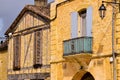 Old facade in the historic town of Monpazier, Dordogne, France.