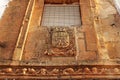 Old facade of majestic house with coat of arms in Alcaraz, Spain Royalty Free Stock Photo