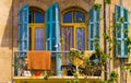 Old Facade of windows and door in Jaffa Israel Royalty Free Stock Photo