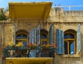 Old Facade of windows and door in Jaffa Israel