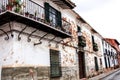 Old facades, balconies and vintage lanterns in Villanueva de los Infantes, Spain