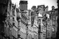 Old facades perpective in Edinburgh street, Scotland Royalty Free Stock Photo