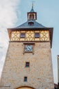 The Old Fachwerk houses in Germany. Scenic view of ancient medieval urban street architecture with half-timbered houses Royalty Free Stock Photo