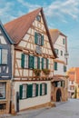 The Old Fachwerk houses in Germany. Scenic view of ancient medieval urban street architecture with half-timbered houses Royalty Free Stock Photo