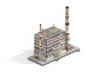 Old Factory Building in Isometric on White background. Royalty Free Stock Photo
