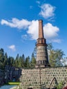 old factory chimney , image taken in Lofoten islands, norway , scandinavia, , europe Royalty Free Stock Photo