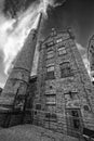 Old factory chimney in the industrial landscape of Royalty Free Stock Photo