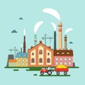Old Factory with Chimney Smoke. Royalty Free Stock Photo