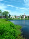 Old Factory at the pond Royalty Free Stock Photo