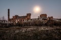 Old factory ruins under moonlight Royalty Free Stock Photo