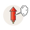 Old factory steam whistle. Vector red horn icon. Flat style design.