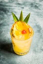 Old fahioned pineapple beverage on rustic background Royalty Free Stock Photo