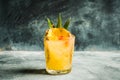 Old fahioned pineapple beverage on rustic background Royalty Free Stock Photo