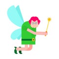 Old Fairy isolated. Grandmother magical. Tiny creature with wing