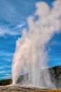 Old Faithful erupting at Yellowstone National Park. Royalty Free Stock Photo