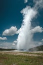 Old Faithful Geyser erupting during the day in Yellowstone National Park Royalty Free Stock Photo