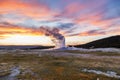 Old and faithful Geyser erupting at Yellowstone National Park Royalty Free Stock Photo