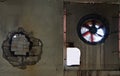 Old fan in the wall of abandoned factory Royalty Free Stock Photo