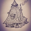 Old fantasy house sketch from the cartoons