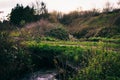 An old farm bridge over flooded water.