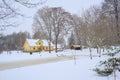 Old farm in an estonian winter landscapee Royalty Free Stock Photo