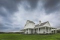 Old farm house in field with cloudy sky Royalty Free Stock Photo