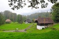 Old farm houses in Ballenberg, a Swiss open-air museum in Brienz Royalty Free Stock Photo