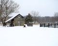 Old farm outbuilding in the snow